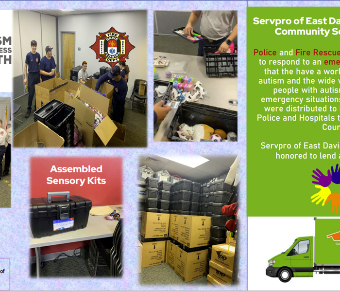 Photos of Fire Cadets and SERVPRO owners with Sensory Kits